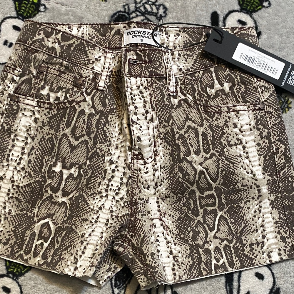 Rockstar Original Women's Snake Print Jean Shorts - Brown